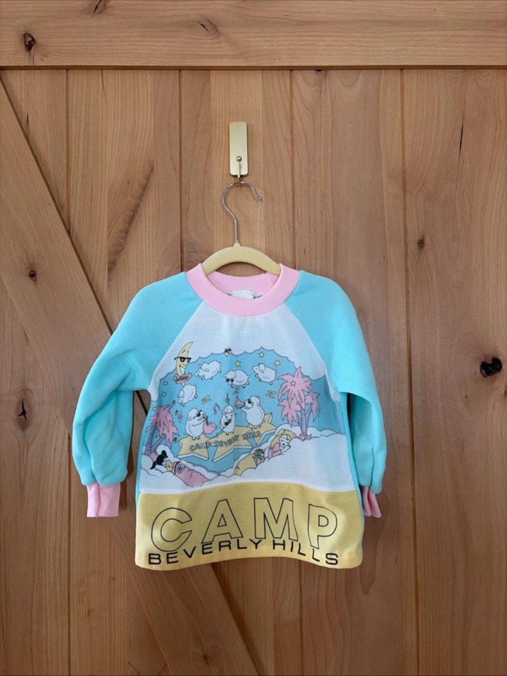 Vintage Camp Beverly Hills Colorblock Pastel Pajama Sweatshirt Size 4 USA Made